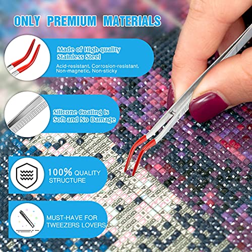 6 Pieces Rubber Tipped Tweezers PVC Stainless Steel Rubber Coated Tips Tweezers for Jewelry Hobby Industrial Hobby Craft (Black and Red)