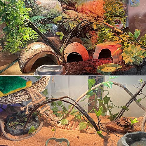 PINVNBY Hammock for Bearded Dragons,Lizard Lounger Reptile Natural Seagrass Habitat Decoration Reptiles Tank Accessories Jungle Climber Vines Flexible Leaves Climbing Decor for Gecko Chameleon(5 PCS)