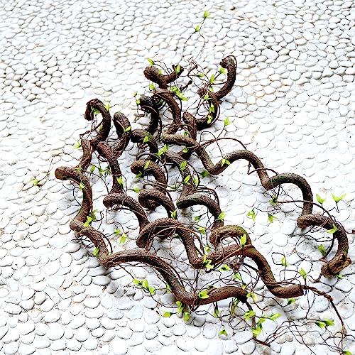 63in Bendable Thick Artificial Tree Branches Faux Wood Tree Trunk Twigs Grapevines Moss Plants Garland With Green Leaves For Wall Hanging Reptile Climbing Halloween Outdoor Arch Home Garden Decoration