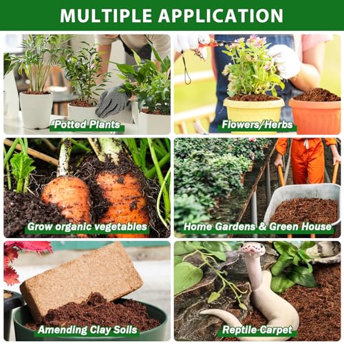 Legigo Pack of 5 Organic Coco Coir Bricks- 100% Natural Compressed Coco Peat Brick Coconut Fiber Substrate with Low EC& pH Balance, Coir Plant Soil Enhance Root Growth for Herbs, Flowers, House Plants - color: Pack of 5