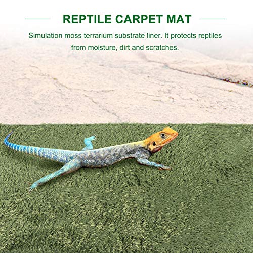 Mikikit 2pcs Tortoise Carpet Moss Reptile Mat Durable Washable Liner for Lizard Supplies for Amphibians and Turtles Substrate for Reptile Health