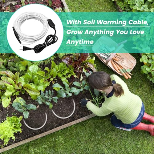 Soil Heating Cable, 49 ft Electric Warming Cable for Garden, Cold Frame, Keep Soil Warm - size: 49 ft