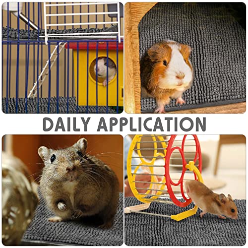 Amylove 4 Pcs Guinea Pig Cage Liner 16 x 24 Inch Washable Chenille Pee Pads Pet Dog Cat Bedding Training Mat Reusable for Small Animals Puppy Bunny Hamster Chinchilla - color: Dark Gray, size: 16 x 24 Inch, style: Low Pile Chenille