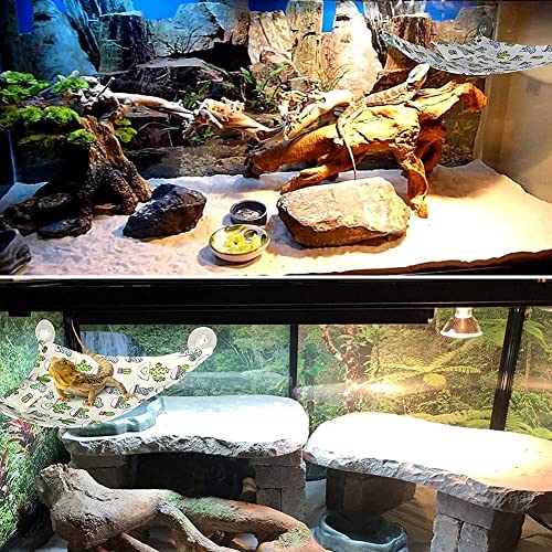 Bearded Dragon Hammock Swing Hanging Reptile Bed Lounger with Pillow Hooks & Suction for Lizards, Gecko, Lguana Reptiles(Beige)… - color: Beige