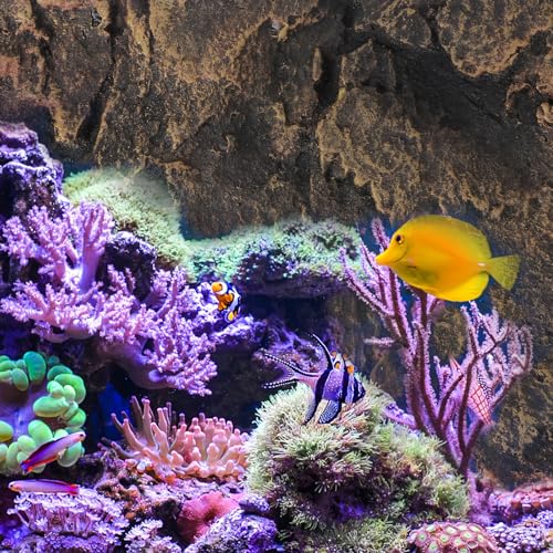3D Reptile Tank Background Board Pu Material Textured Decorative Panel for Turtle Terrarium Environment with Yellow Rock Pattern Suitable for Turtle and Reptile Tanks