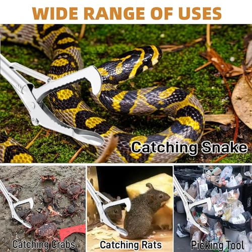 Snake Grabber Tool, 50'' Folding Snake Grabber Tongs with 72'' Detachable Stainless Steel Snake Catching Net for Corrosion Resistance High Load Capacity Easy to Clean and Maintain