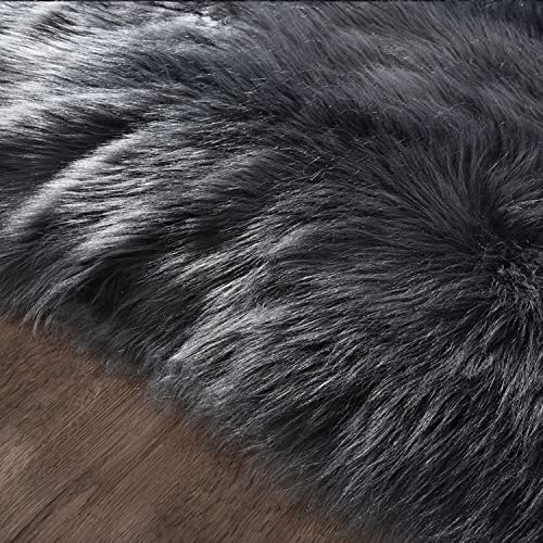 Latepis Dark Gray 2x5 Rug Runner Shaggy Machine Washable Faux Fur Rug Fluffy Shag Rugs for Living Room Bedroom Throw Rugs Room Runner - color: Dark Grey, size: 2' x 5' (Runner)