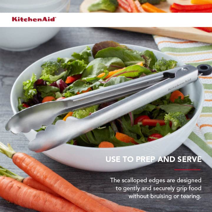 KitchenAid Stainless Steel Utility Tongs,12 Inch,(Pack of 12) - color: Stainless Steel, size: 11.6 Inches (Pack of 12)