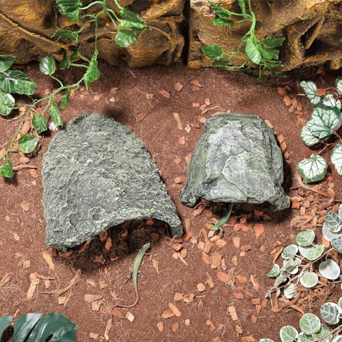 IBWell 9.1 Inch Reptile Hides Resin Tortoise Hideout for Hiding and Basking Aquarium Rock Caves for Snake Bearded Dragon Fish Lizard - size: Large