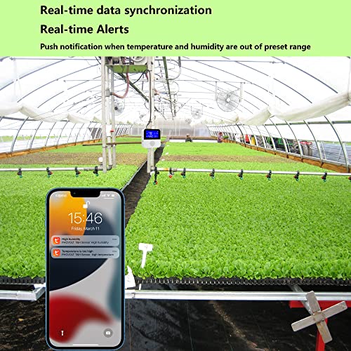 WiFi Hygrometer Thermometer Sensor with External Probe,Aquarium Thermometer,Wireless Digital Monitor Real-time sync Update, Backlight LCD,Work with Tuya app,for Home Greenhouse,Fish Tank, Refrigerator