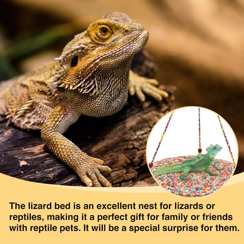 Reptile Hammock, Reptile Hammock Swing Hanging Bed for Bearded Dragon Lizard Snake Gecko Chameleon Parrot Hamster Small Pets (9.8"*17.7" Multicolor) - color: Multicolor