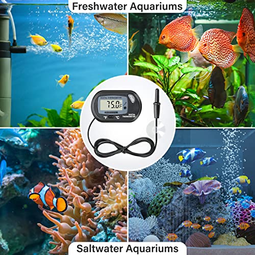 Simple Deluxe LCD Digital Aquarium Thermometer, Reptile Fish Tank Water Terrarium Temperature with Suction Cup for Turtle