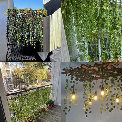 Fake Ivy 72 Pack 168FT Artificial Plants Indoor Outdoor Fake Plants Green Leaves Hanging Plant Fake Vines for Wedding Party Garden Bedroom Wall Decoration - size: 504Ft-72pack