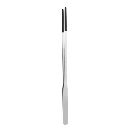 1pc Stainless Steel Reptiles Feeding Tongs with Rubber Tip,Long Tweezers for Reptiles Tanks Accessories,Reptiles Feeding Clamp for Grip Straight/Curved - color: Head immersion black, size: Straight clip 25CM