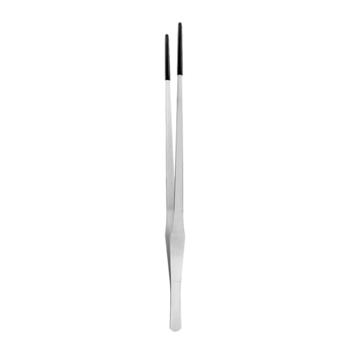 1pc Stainless Steel Reptiles Feeding Tongs with Rubber Tip,Long Tweezers for Reptiles Tanks Accessories,Reptiles Feeding Clamp for Grip Straight/Curved - color: Head immersion black, size: Straight clip 38CM