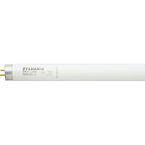 SYLVANIA T8 Gro-Lux Fluorescent Tube 18" Light Bulb, 15W, G12 Bi-Pin Base, 325 Lumens, Non-Dimmable, 5500K – 1 Pack (21657), White