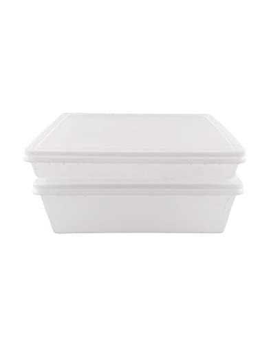 Fish Tubs/Food Storage Bins 25lb and 10lb with lids 11.5 x 15.5", Pack of 10 Combos, (5 deep bases and 5 shallow bases), White - size: 5 Deep Base, 5 Shallow Base, with Lids