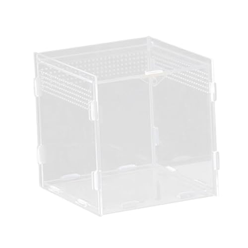 Reptile Breeding Box Acrylic Terrarium Container with Ventilation Holes for Snakes Turtles Chameleons Frogs Geckos Small Animal Habitat- 15x15x15cm