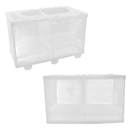 MY MIRONEY 2PCS 10.24" x 5.91" x 5.91" Fish Tank Breeder White Nylon Fish Incubator Mesh Box Aquarium Fish Fry Hatchery Breeder with Suction Cups (with Divider) - style: 10.24" x 5.91" x 5.91"; White; with Divider