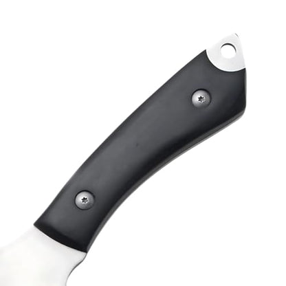 Snake Eye Fixed Blade Knife with Gut-Hook, Stainless Steel Skinning Knife for Hunters and Outdoors Enthusiasts, Orange Camo ABS Handle with Nylon Sheath (Black) - color: Black
