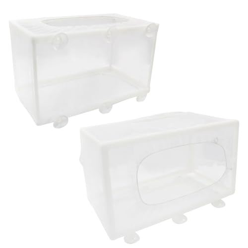 Hordion 2 Pack Mesh Aquarium Breeder Box, Fish Tank Breeder Net Fry Hatchery Incubator Mesh with Suction Cups for Newborn Small Fish, Large Size