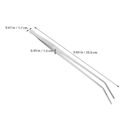 Toddmomy 2pcs Feeding Tongs Plant Curve Aquarium Tweezers Bearded Dragon Food Tongs Tweezers Feeding Fish for Terrarium Extra Long Reptile Supply Silver Stainless Steel