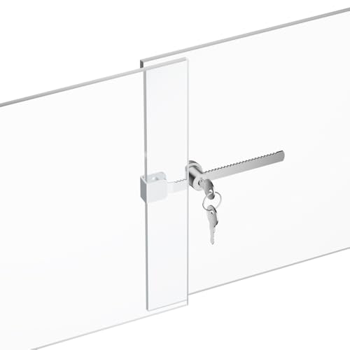 Sliding Glass Door Ratchet Lock with Chrome Finish – Keyed Alike, Fits 4-8mm Glass, Secure Showcase Display Case Lock for Cabinets, Retail Stores & Home Use - 2 Pack - size: 2 Pack
