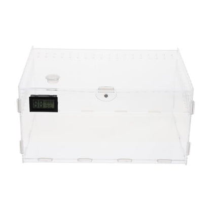 Transparent Acrylic Reptile Breeding Box with Ventilation System for Snakes Tarantulas and Reptiles Habitat with Temperature Humidity Gauge