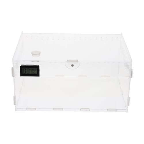 Transparent Acrylic Reptile Breeding Box with Ventilation System for Snakes Tarantulas and Reptiles Habitat with Temperature Humidity Gauge