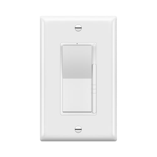 TOPGREENER Kalide Dimmer Light Switch, LED Dimmer Switch, Full Range Dimming, Single Pole/3-Way, 120VAC, 60Hz, 300W LED/CFL, Neutral Wire Not Required, Wall Plate Included, White - color: white