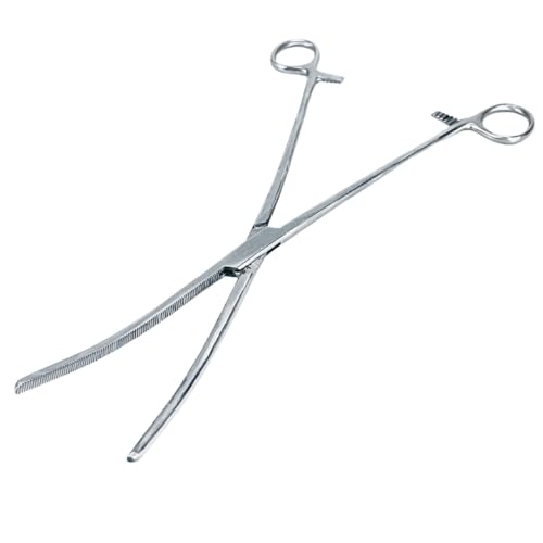 ADROIT 10" Curved Tip Extra Long Hemostat Forceps | Stainless Steel Design | Long with Small Teeth On Jaws | Locking Mechanism Built in | Great for Sewing, Fishing, Jewelry Making - size: 10", style: Curved