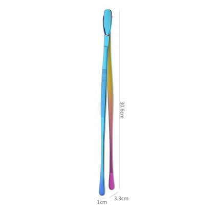 12 Inch Metal Chef Tweezers For Cooking, Rainbow Stainless Steel Cooking Tongs Set Of 2, Colorful Pickle Grabber, Long Pasta Tongs - color: Rainbow