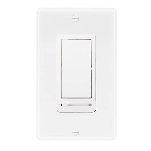 Maxxima LED Dimmer Light Switch, White, 3-Way/Single Pole Use, 2 Pack | 600 Watt Max, LED and Incandescent Compatible, Wall Plate Cover Included, - color: White, size: 2 Pack