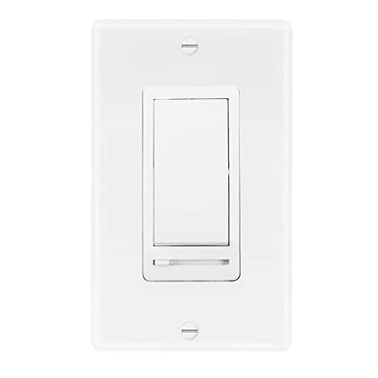 Maxxima LED Dimmer Light Switch, White, 3-Way/Single Pole Use, 2 Pack | 600 Watt Max, LED and Incandescent Compatible, Wall Plate Cover Included, - color: White, size: 2 Pack