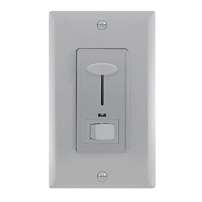 Maxxima Dimmer Light Switch, Gray, Blue Indicator Light 3-Way/Single Pole | LED Compatible, 600 Watt Max, Wall Plate Included, Dimmable Lamp and Lighting Control - color: Gray, size: Single Pack