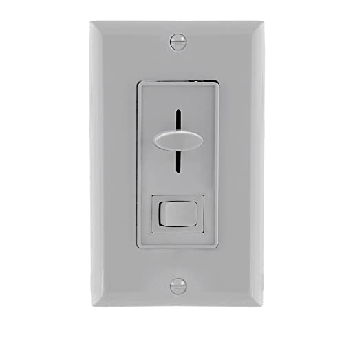 Maxxima LED Dimmer Electrical Light Switch, Gray, 3-Way/Single Pole Use | 600 Watt Max, LED and Incandescent Compatible, Wall Plate Cover Included - color: Gray