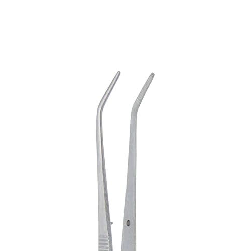 Stainless Steel Tweezers, with Curved Serrated Tip Multipurpose Tweezers Sewing Machine Tweezers Forceps for Craft Repairing (1)