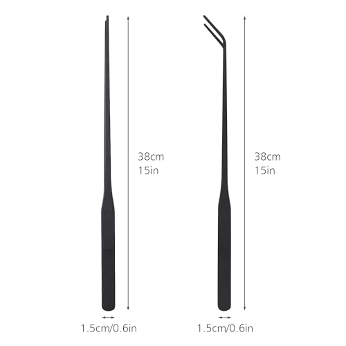2Pcs Reptile Stainless Steel Long Tweezers Feeding and Cleaning Tongs Tweezers for Ball Python, Snakes, Lizards, Leopard Gecko, Chameleon, Aquariums and Terrariums