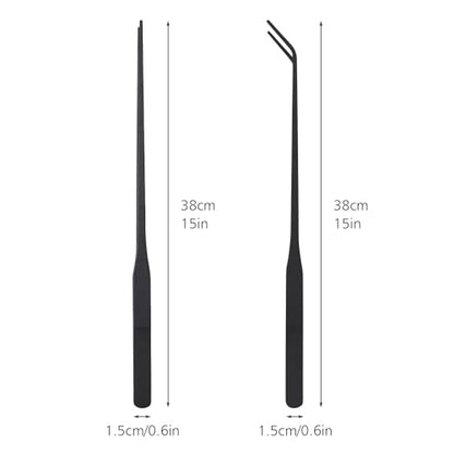 2Pcs Reptile Stainless Steel Long Tweezers Feeding and Cleaning Tongs Tweezers for Ball Python, Snakes, Lizards, Leopard Gecko, Chameleon, Aquariums and Terrariums