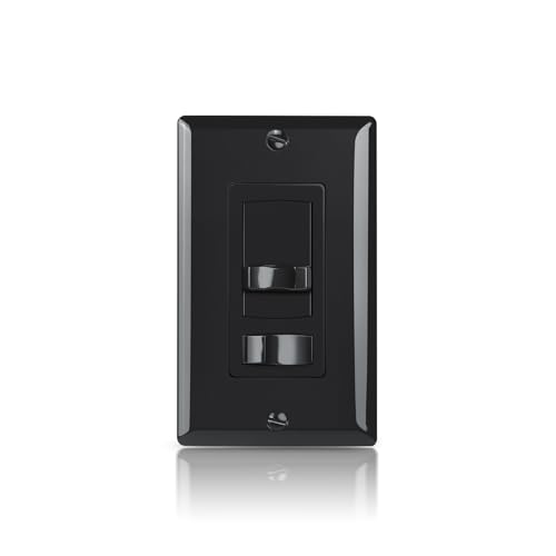 ECOELER Black in-Wall Dimmer Switch, Universal Lighting Control for 3-Way/Single Pole, Compatible with 300W Dimmable LED/CFL Lights and 600W Incandescent/Halogen, Wall Plate Included, ETL Listed - color: Black, size: 1 - Pack