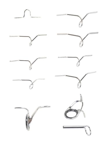 Fly Fishing Rod Guides Set, for Stainless Steel Hard Guides with Tip for Ring and Hook Keeper for Rod Repair, 11 Pcs Kit