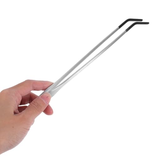 SUPVOX 2pcs Reptile Feeding Tongs with Rubber Tips: Stainless Steel Curved Long Tweezers Terrarium Supplies - for Aquarium Snake Tank Accessories