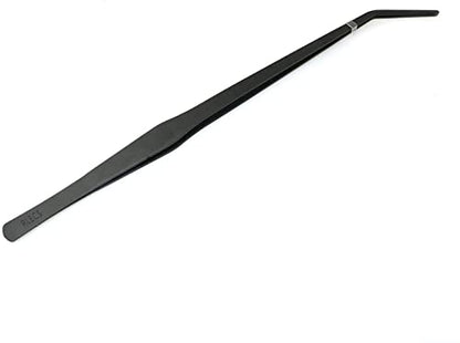 RLECS 15 inch Aquarium Tweezers Non-Slip Stainless Steel Curved Tweezer with Carbonation Protection Coating Fish Tank Cleaner Aquarium Accessories, Black