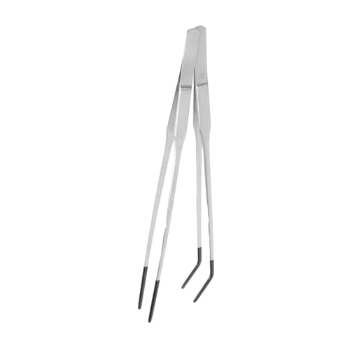 Uonlytech 2pcs Stainless Steel Feeding Tongs with Curved Rubber Tips for Safe Reptile Feeding Long Tweezers for Snakes Geckos and Terrarium Supplies