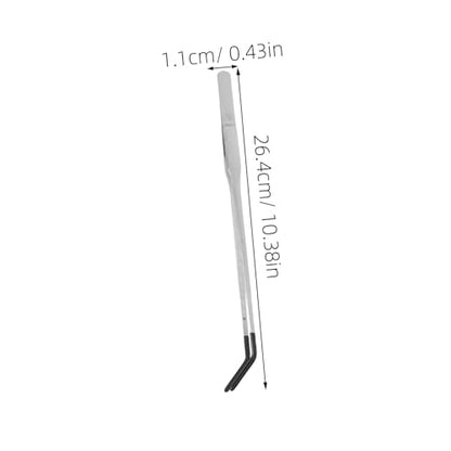2pcs Stainless Steel Feeding Tongs Rubber Tips for Reptiles Curved Tweezers for Snakes Geckos and Terrarium Supplies and Lightweight Aquarium Tools