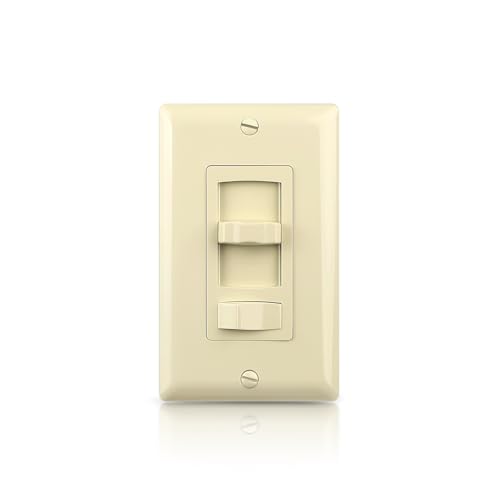 ECOELER Ivory Dimmer Wall Light Switch, Universal Lighting Control for 3-Way/Single Pole, Compatible with 300W Dimmable LED/CFL Lights and 600W Incandescent/Halogen Bulbs, Wallplate Included - color: Ivory, size: 1 - Pack