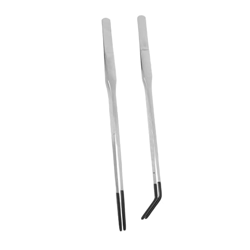 UKCOCO 2pcs Stainless Steel Aquarium Tweezers Rubber Tips Curved Feeding Tongs for Reptiles for Terrarium and Snake Feeding Lightweight and Easy to Handle
