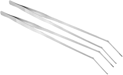 Utoolmart Aquarium Plant Tweezer, Stainless Steel Curved Tweezer, Aquarium Tweezers Extra Long 48cm, for Fish Tank Plant Aquascape Tools, Feeding Tongs, 2 Pcs - color: 2pcs, size: 48cm Curved
