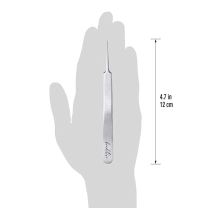 Beaditive High Precision Needle Nose Tweezers - 4.7" Craft Tweezers for Sewing, Beading, Quilling & DIY Crafts - Non-Serrated Jewelry Tweezers with Fine Tips - Stainless Steel