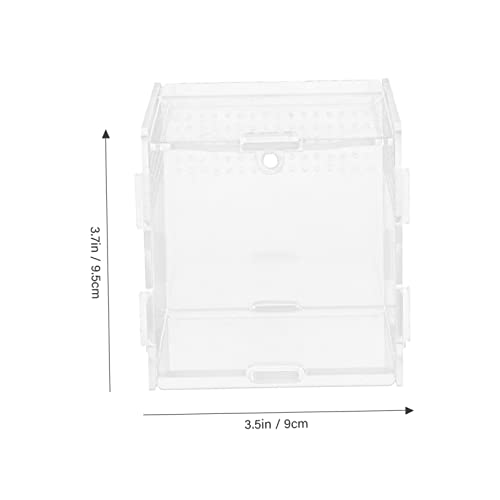 Acrylic Feeding Box for Reptiles Terrarium Kit Observation Window Easy Cleaning - size: 9.5x9cm